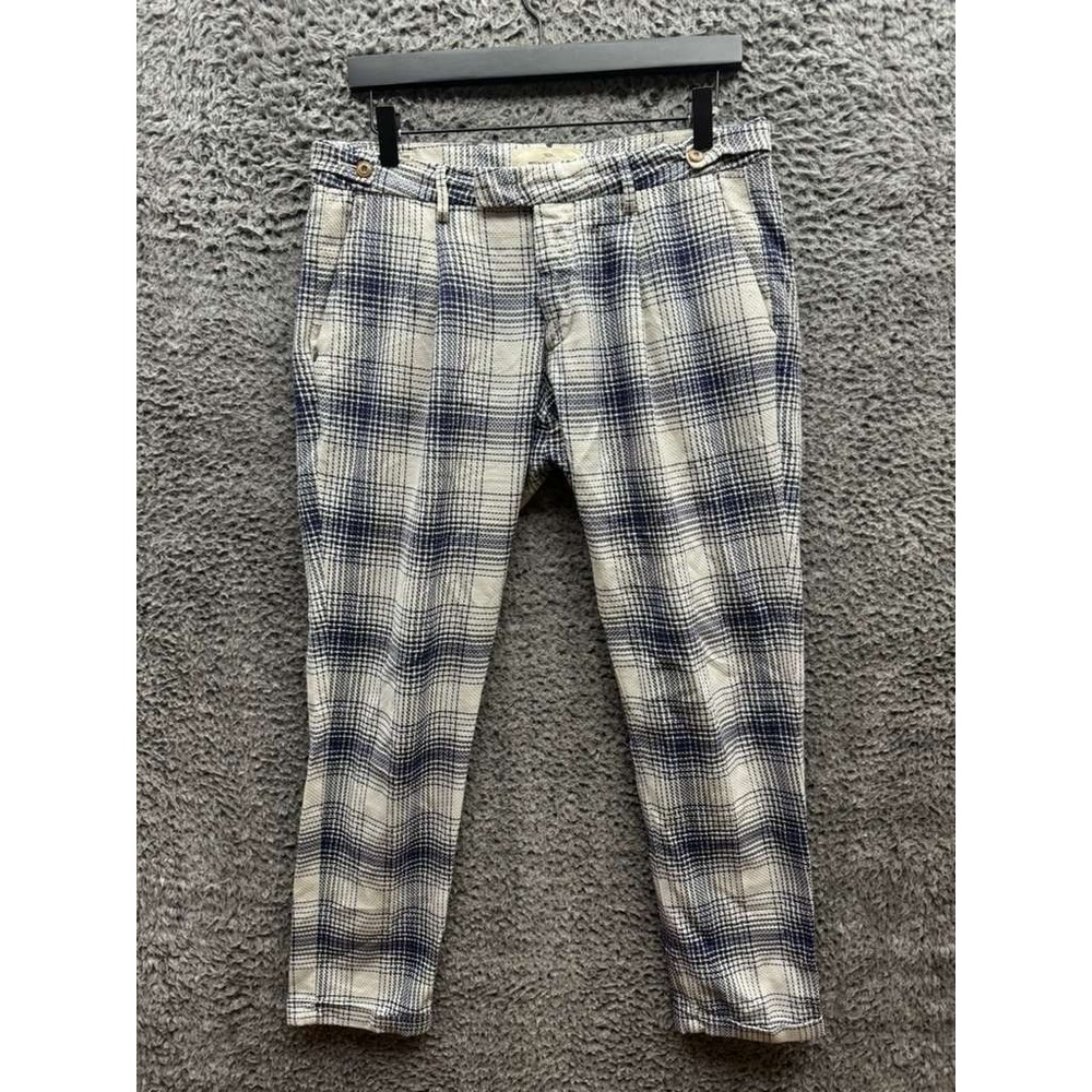 Michael Coal Slim Fit Plaid Cotton-Blend Tweed Trousers Multicolor Mens Size‎ 49